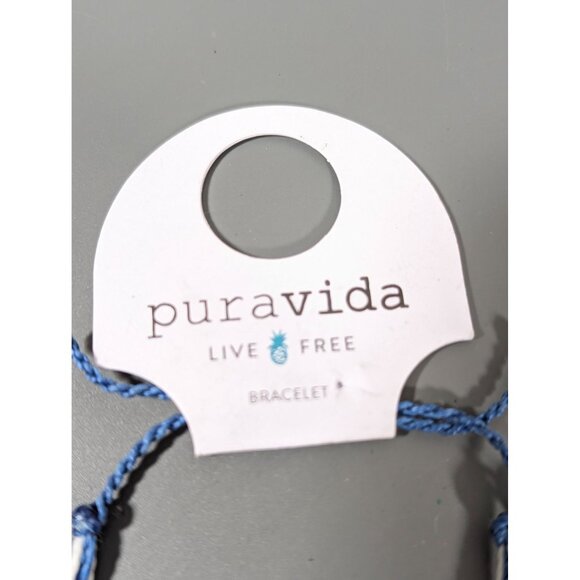 Puravida Blue White Cord Bracelet Adjustable Beachy Coastal Surfer Boho NEW - Picture 2 of 5